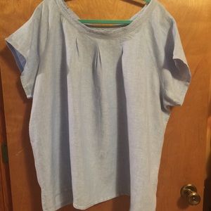 100% LINEN LANDS END CHAMBRAY COLOR TOP SZ 2X